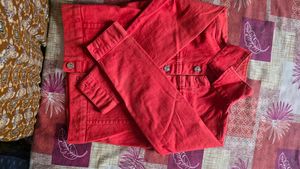 Vibrant Red Denim Jacket
