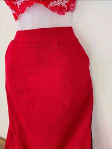 Vibrant Red Ethnic Skirt
