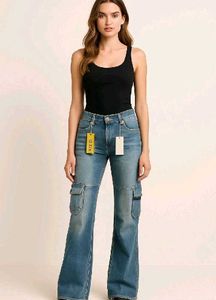 Women's Blue Cargo Jeans
