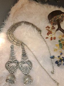 oxidised earring and necklace