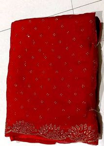 Stunning Red Beaded Saree