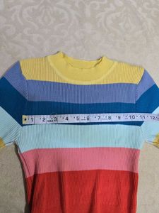 Rainbow Stripe Crop Top &amp; Jeans Set
