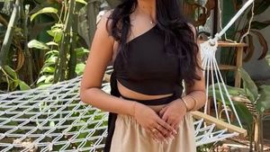 Nefsfinds Black One-Shoulder Tie-Up Top