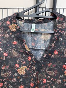Bohemian Floral Print Sheer Top