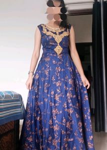 Blue Gown With Sparkle Flowers