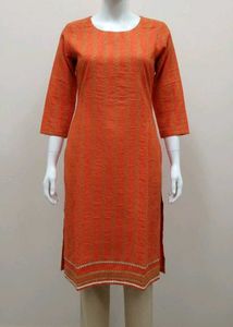 Orange Printed Kurta