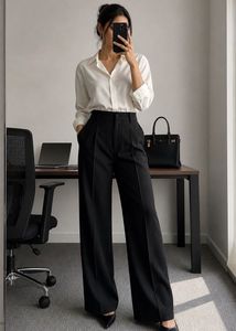 H&amp;M Classic Black Wide Leg Trousers