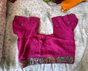 Beautiful Magenta Saree with Embellishments