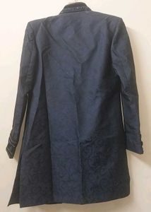 Men's Dark Blue Embroidered Sherwani Jacket