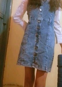 Denim Button-Front Mini Dress