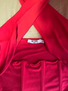 Red Crop Halter Corset Top