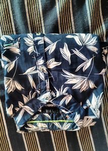 Stylish Navy Leaf Print Shirt