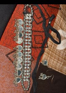 Indian Oxidized Silver Necklace &amp; Earring Set