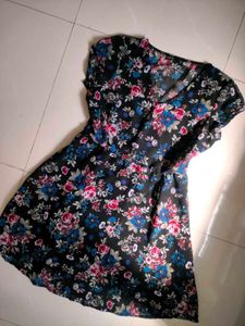 Mini Floral V Neck Pretty Dress For Women