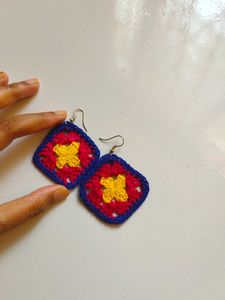 Handmade Crochet Granny Square Earrings