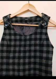 Black Checked Tunics Dress With Size M