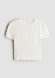 Zara Ribbed White Cropped Top