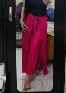 Stylish Pink Palazzo Pants with Ruffles