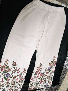 Elegant Ivory Kurta &amp; Palazzo Set- Vibrant Floral