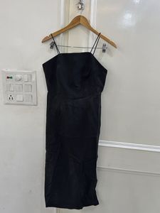 Sleek Black Midi Slip Dress