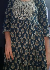 Elegant Navy Blue Printed Kurta