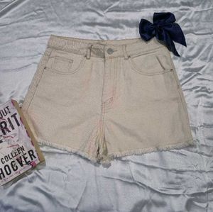 Beige Denim Shorts
