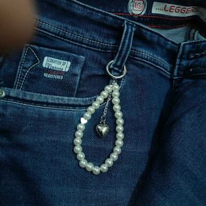 Pearl Heart Charm Keychain
