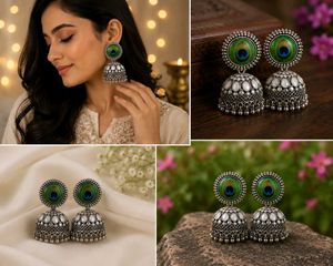 Peacock Jhumka Earrings