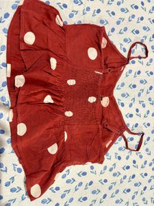 ONLY Red Polka Dot Peplum Crop Top