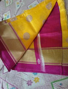 Vibrant Yellow Silk Saree