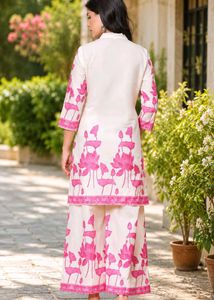 women co-ord  Set with Pink Lotus Print