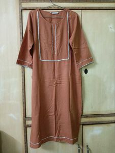 Emperus Women's Rust Brown Kurta Set | XL