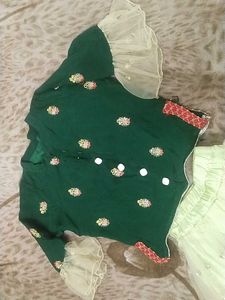 Party Wear Dress Cute Green &amp; Lime Kids Outfit