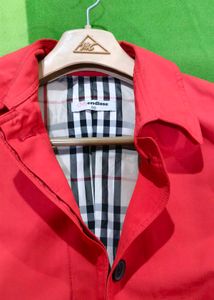 Coral Trench Coat with Belt