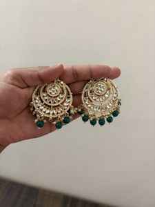 Exquisite Kundan Chandbali Earrings