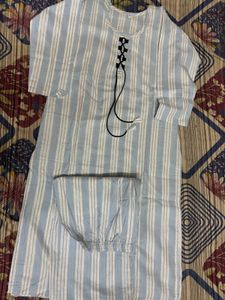Striped Kurta Set with Tassels