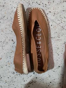 Brown Imported Leather Ballerinas