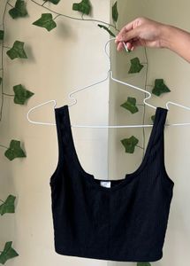 Ribbed Black Crop Top