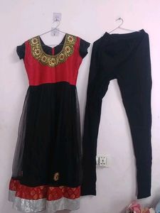 Elegant Red and Black Kurta Set for Women