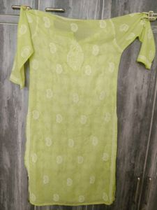 Lime Green Chikankari Kurti