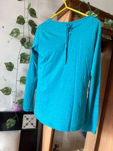 Teal Long Sleeve Top with Pocket Detail