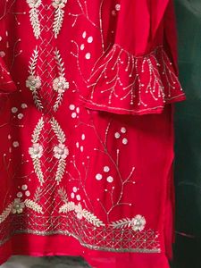 Embroidered Red Kurta