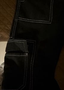 Black Cargo Denim with contrast white stitching ⛓️