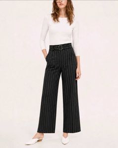 00176 Striped Pants with Buckle Detail