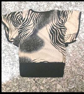 Sheer Zebra Print Top with Embellishments