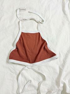 Ribbed Halter Neck Crop Top