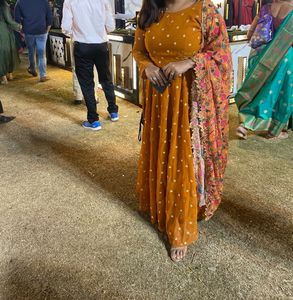 Anarkali Kurta - Yelllow Mustered Color