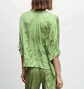 Mango - Green Textured Blouse