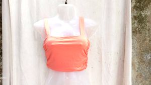 I. Trendy Orange Ruched Crop Top