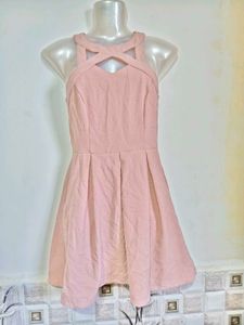 Pink Cross Neckline Dress